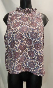 J Crew Womens Linen Sleeveless Mockneck Back Button Shirt Top M  - Picture 1 of 7