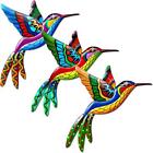3 Pack Metal Hummingbird Wall Decor, Art Decorations, Colorful Birds Ornaments