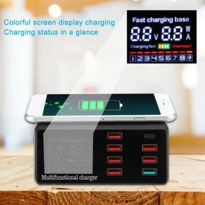 8 Ports Wireless Charger USB Multiport QC 3.0 Fast Charging Station Mobile Phone - Zdjęcie 1 z 24