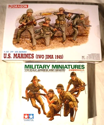 2 Lot 1/35 Dragon 4 US Marines Iwo Jima WWII & 4 Tamiya Japanese Army Infantry - Image 1 of 4