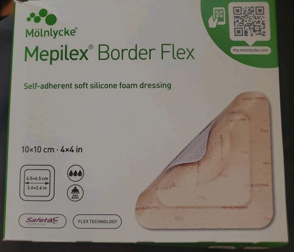 💝Mepilex Border Flex 4x4 inch silicone foam dressings (5) sheets in box.💝 - Image 1 of 1