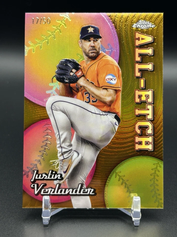 2024 Topps Chrome Justin Verlander All Etch GOLD REFRACTOR /50 #CAE-12 - Image 1 of 2