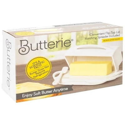 Butterie Flip-Top Butter Dish w Spreader | White - Image 1 of 4