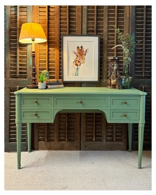 Lush Green Dressing Table Or Desk In Suffield Green By Farrow & Ball - Image 1 of 4