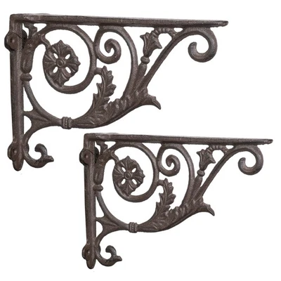 2 Regalwinkel Regalträger Gusseisen Vintage Winkel Konsole Wand Antik Jugendstie - Bild 1 von 4