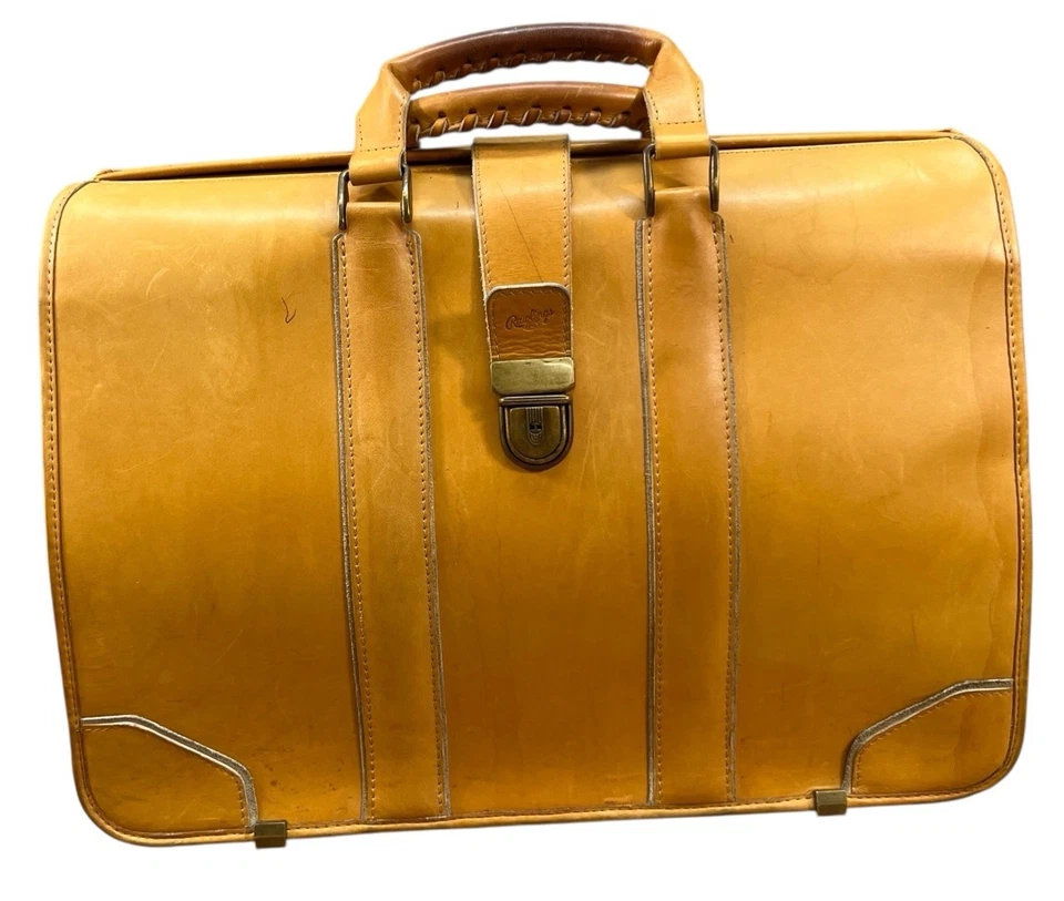 Rawlings Leather Briefcase Designed By Gian Paolo Lombardo 18x13” 2 Keys (Wear) - Image 1 of 4