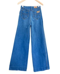 Vintage Brittania Wide Leg Flare Jeans 27x32 High Waist Elephant Bell Bottom 70s - Picture 1 of 24