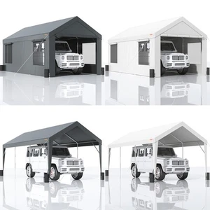 Carport Car Canopy Garage Shelter Tent 10/12x20FT 8 Legs Sidewalls&Windows - Picture 1 of 67