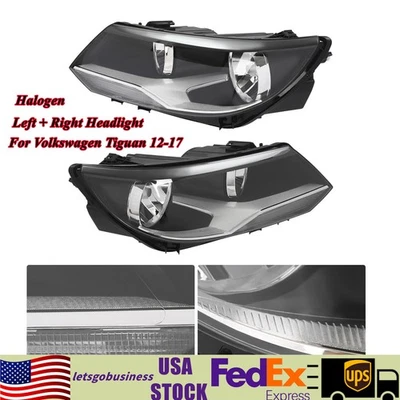 H15 12v Left + Right Halogen Headlight For 2012 2013 2014-2017 Volkswagen Tiguan Foto 1 de 4