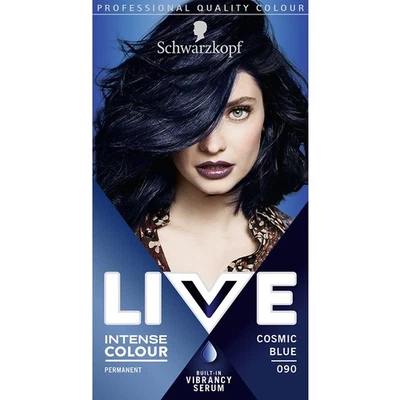Schwarzkopf LIVE Intense Colour, Long Lasting Permanent Black Blue Hair Dye,