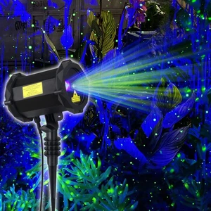 Lumières de Jardin Feuille Projecteur Étoile avec Nébuleuse Bleue Décoration Extérieur Lumière... - Photo 1/5