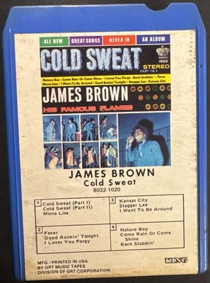 JAMES BROWN HIS FAMOUS FLAMES COLD SWEAT  8-TRACK TAPE VG+ Conditionddd - Image 1 of 3