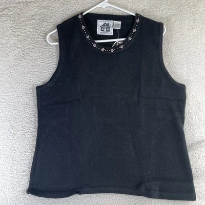 NEW Storybook Knits Tank Top Womens 1X Sleeveless Black Floral Timeless Beauty - Image 1 of 4