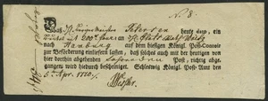 SCHLESWIG-HOLSTEIN SCHLESWIG, Ortsdruck auf Einlieferungsschein (1770) - Picture 1 of 1