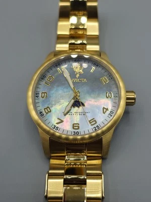 Invicta Sea Base Madrepérola Moonphase relógio tom dourado com estojo de slot único - Imagem 1 de 4