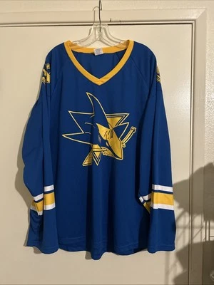 金州勇士队圣何塞鲨鱼曲棍球球衣尺寸 XL 2017 带亲笔签名 — 第 1/4 张图片