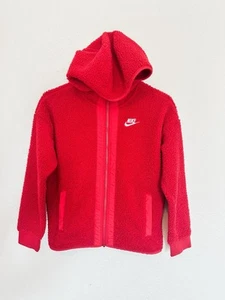 Kids Size M Red Sherpa Jacket Nike - Picture 1 of 3