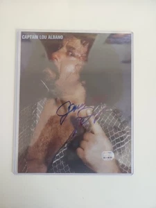 CAPTAIN LOU ALBANO WWE/WWF FOTO AUTOGRAMM SIGNED "JESUS BLESS" 8x10. Original - Bild 1 von 3