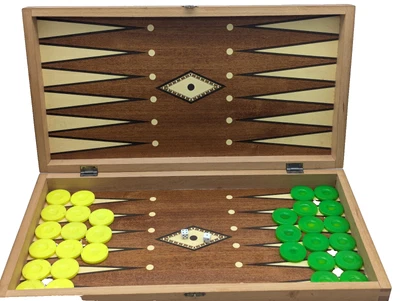 Backgammon Vintage Griechisch vollständig  30 Steine Klappschachtel - Bild 1 von 4