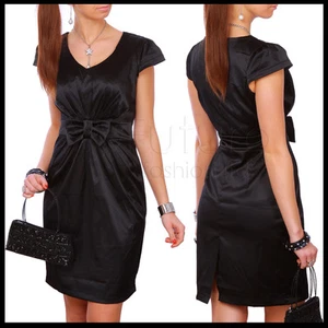 Casual Black Dress Cap Sleeve Bow V-Neck Cocktail Dresses Size 8 - 14 FT11155 - Picture 1 of 3