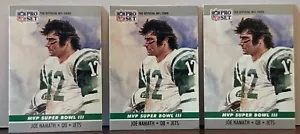 1990 Pro Set Super Bowl MVP Joe Namath 3 Card Lot F6 - Picture 1 of 1