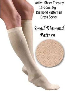Activa Sheer Therapy (Diamond Pattern) Dress Socks 15-20 (Tan) X-Large - Picture 1 of 2