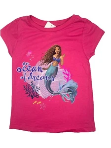 The Little Mermaid Girls Short Sleeve Summer Pink T-shirt Size Large (10/12) - Picture 1 of 5