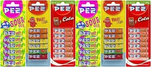 Paquete de variedades PEZ (6 paquetes) 2 frutas 2 veces agrias 2 refrescos de cola (48 recargas) - Imagen 1 de 4