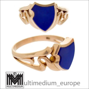 Antiker Jugendstil Herren 585 Gold Ring Lapislazuli um 1890 Wappen Siegel - Bild 1 von 3