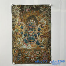 Vintage Tibet Silk Embroidery Woven Buddhism Buddha Statue Thangka Mural 42725