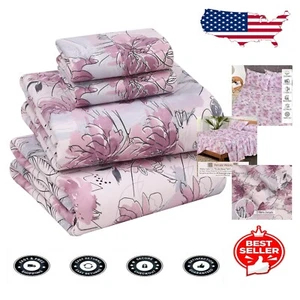 100% Cotton Floral Full Size Bed Sheets - Soft, Moisture-Wicking & Breathable - Picture 1 of 10