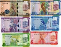 GAMBIA SET 6 PCS 5 10 20 50 100 200 DALASIS 2015 P 31 32 33 34 35 36 UNC