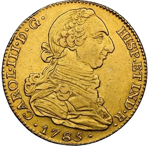 SPAIN - 1785 M Carlos III 4 Escudos - NGC AU55 - RARE - ONLY 2 GRADED FINER - Picture 1 of 4