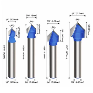 4Stk 6,35mm Schaft 90° CNC V-nut Holzschneider Fräser Set für Holzbearbeitung - Picture 1 of 8
