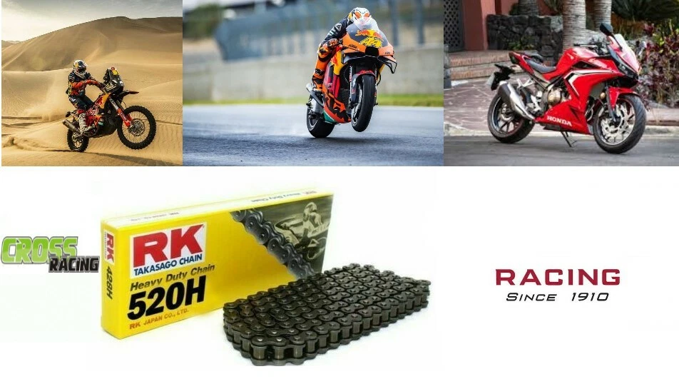 CATENA RK 520 H 120 MAGLIE MADE IN JAPAN SUPER MOTARD CROSS TOURING RACING MOTO - Immagine 1 di 1