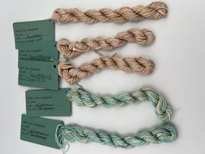 Lot Of 5 Handpainted Watercolors By Caron 3 Ply 100% Cotton Sandstone & Seafoam - Picture 1 of 4