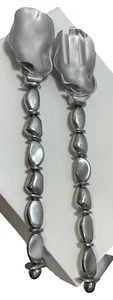 Vintage Silber Steine Kieselsteine Servier Salz Löffel & Gabel schwer 14" - Bild 1 von 2
