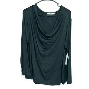 Top tunica JustFab collo cappuccio manica lunga comodo casual nero 2X - Foto 1 di 8