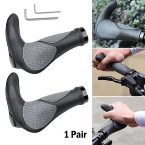 2PCS Ergonomic Rubber Bar End Handlebar Grips Cycling Bicycle MTB Mountain Bike - Picture 1 of 10