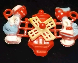 Vintage celluloid Dutch Hoand Boy Girl Windmill gumball charm prize jewelry  - Picture 1 of 12