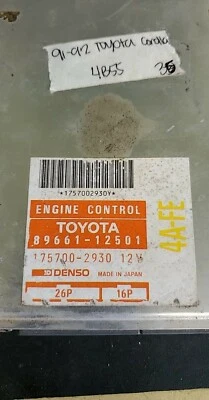 89661-12501 Toyota Corolla 1991-1992 ecm ecu computer - Image 1 of 4