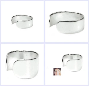 Pendientes/envoltura para orejas de anillo redondo liso de plata esterlina 925 - Imagen 1 de 6