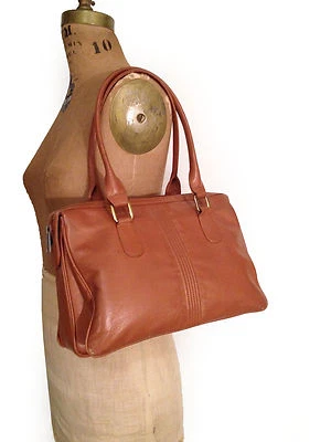 Vintage 50s Rust BROWN genuine Buttery Soft Leather structured purse/ Handbag - Image 1 of 4