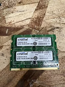 Crucial Ram 1gb x 2 (2gb) 200-PIN DDR2 SODIMM 128Mx6 CT12864AC667.M8FJ38 Used - Picture 1 of 2