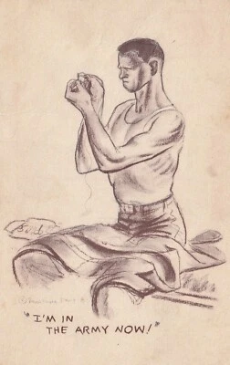 USA 1943 POST CARD FROM SOLDIER IN WWII SAYING HE EXPECTS THE WAR TO END 1 YEAR - Image 1 of 2