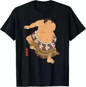 Japanese Men's Traditional Sumo Wrestler Print T-shirt Black from Japan - Picture 1 of 1