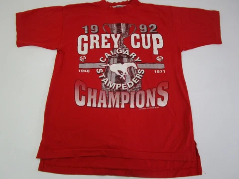 Vintage Calgary 1992 Stampeders T-Shirt Mens Medium Single Stitch CFL Football Cover