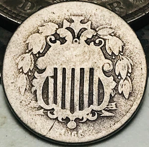 1866 Shield Nickel 5 Cents 5C RAYS Ungraded Civil War Era US Coin CC25654 - Picture 1 of 4