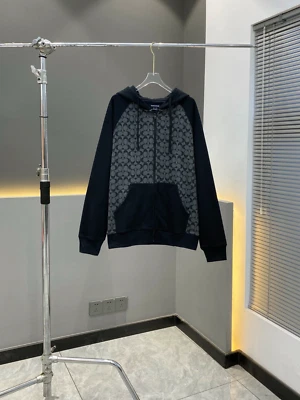 NWT COACH Men's Black signature Hoodies Hat Coat cardigan Organic Cotton - Image 1 of 4