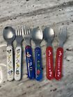 3 Sets Vintage  Child Spoon Fork Silverware Mini Mickey Looney Tunes Disney